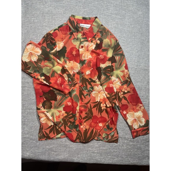 Drapers & Damon's Tops - Drapers & Damon's Women's L Multicolor Floral Chiffon Collared Button-Up Blouse